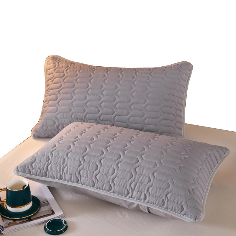 Gray Quilted Style For Men Thickened Saliva Pillow Core Liner Cover One-pair Package