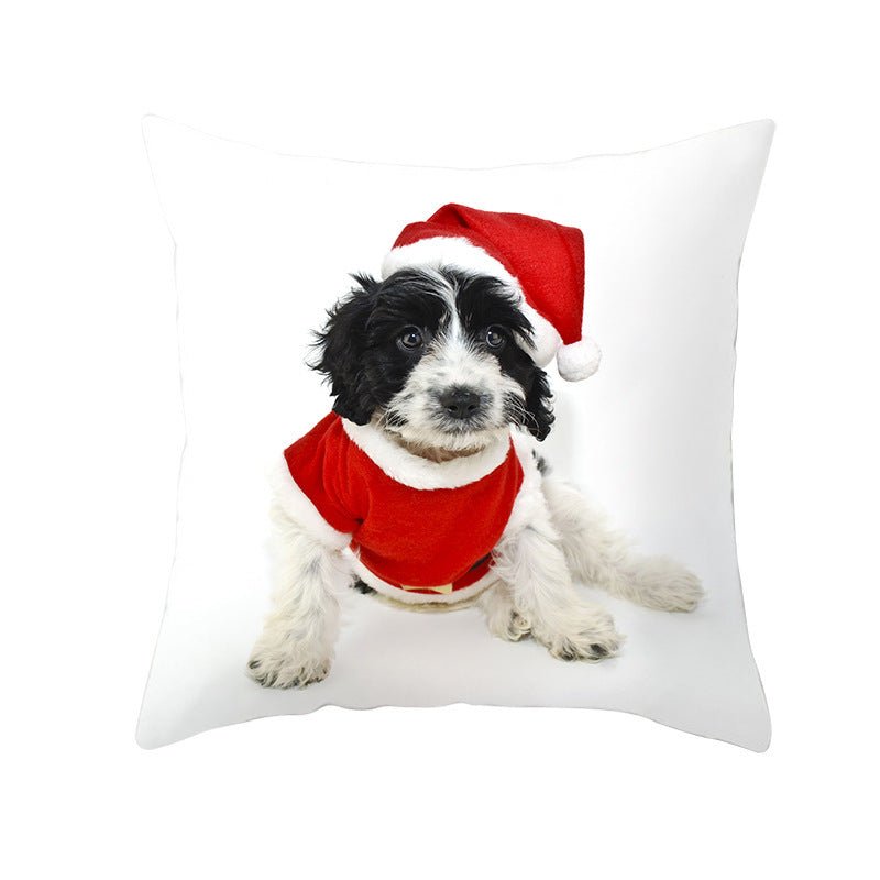 Christmas Pet Peach Skin Fabric Pillow Cover