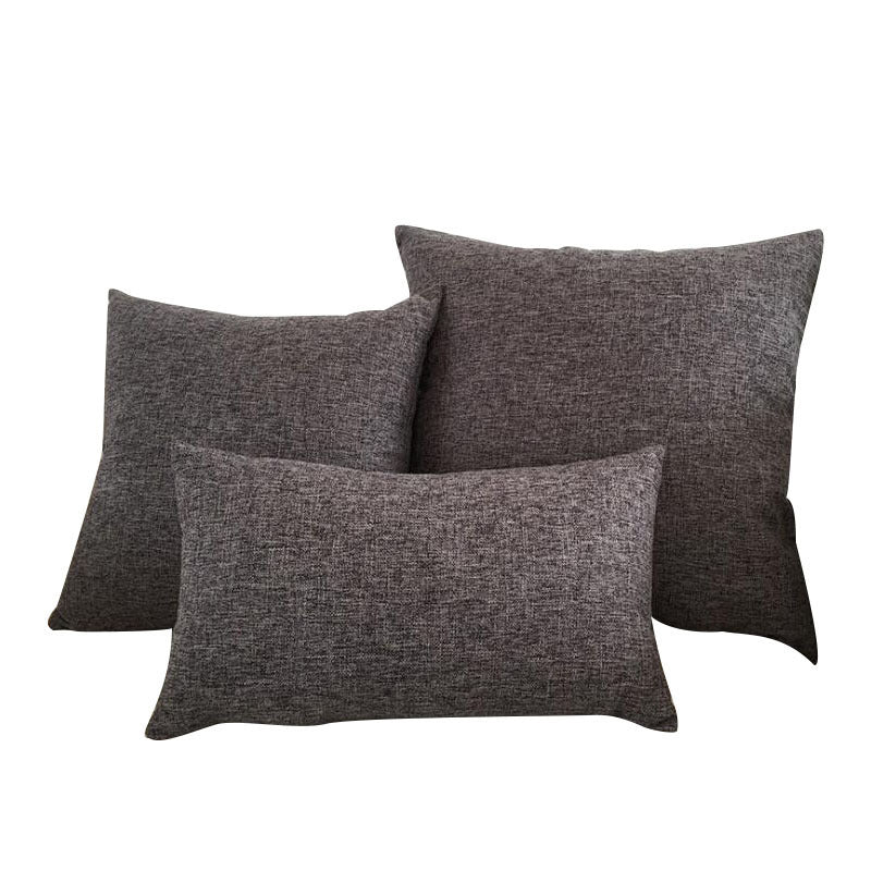 Solid Color Cotton and Linen Throw Pillow Cover