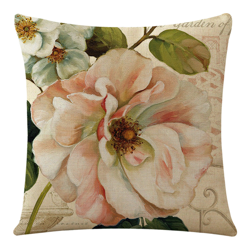 Flowers Plants Flax Pillow Cover Series