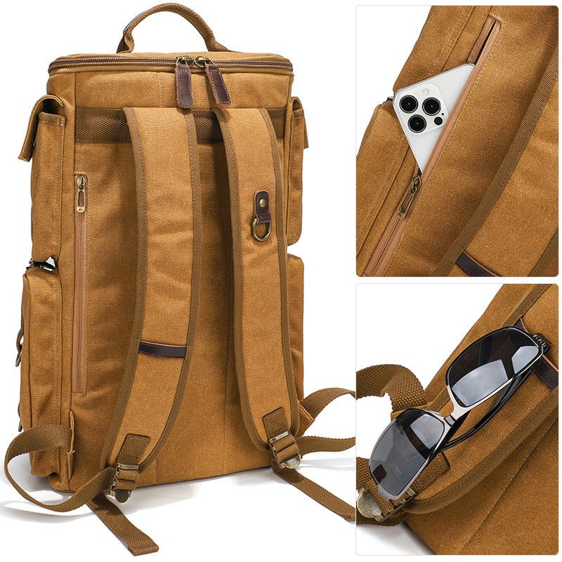 Men's Outdoor Leisure Waterproof Large Capacity Canvas Backpack