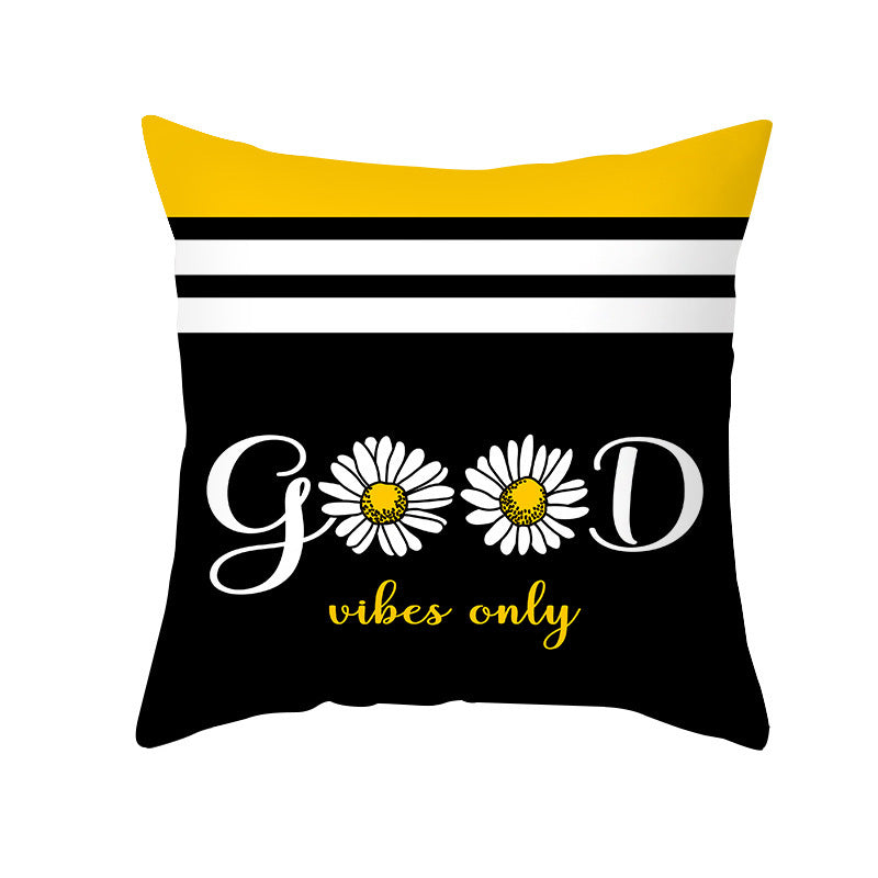 Yellow Daisy Flower Pillow Cover