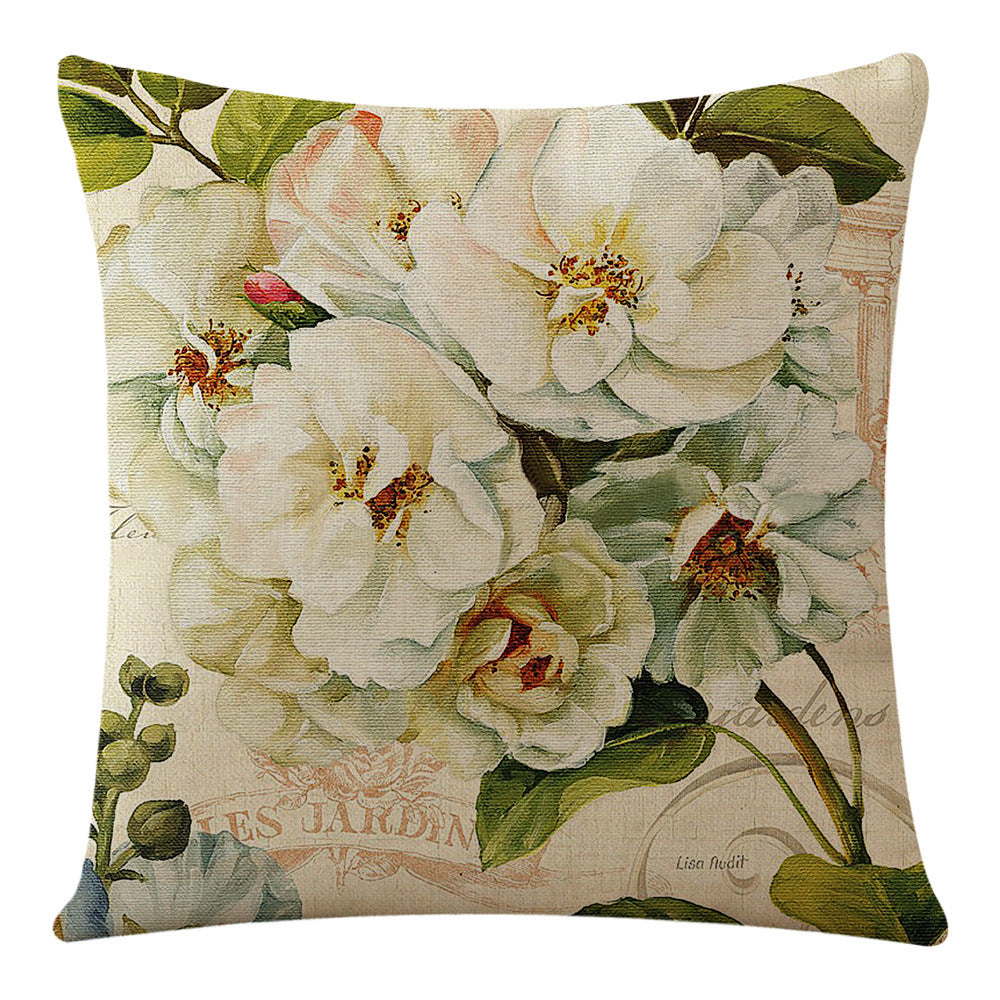 Flowers Plants Flax Pillow Cover Series