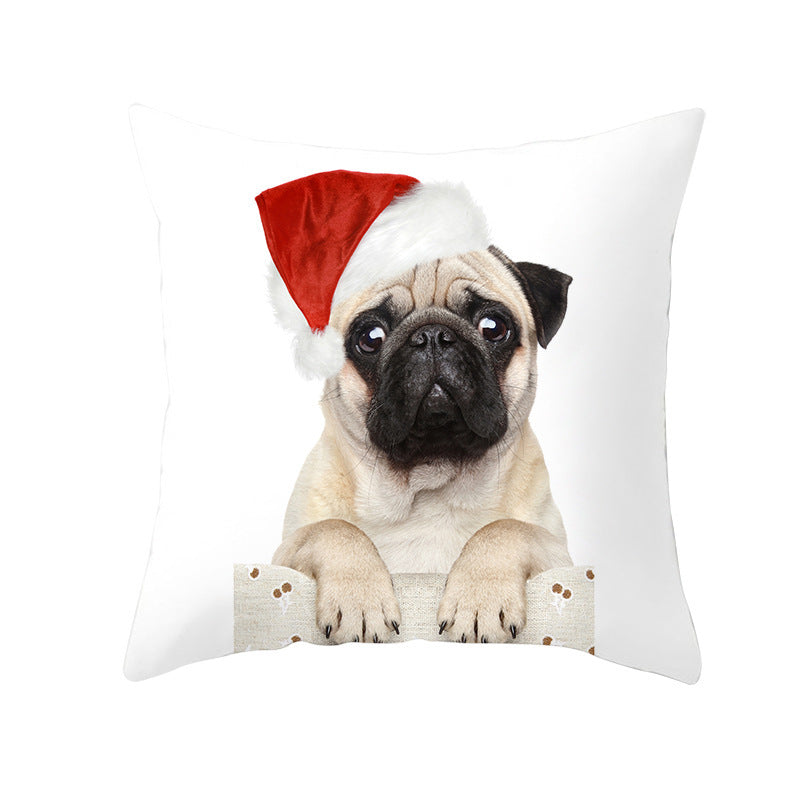 Christmas Pet Peach Skin Fabric Pillow Cover