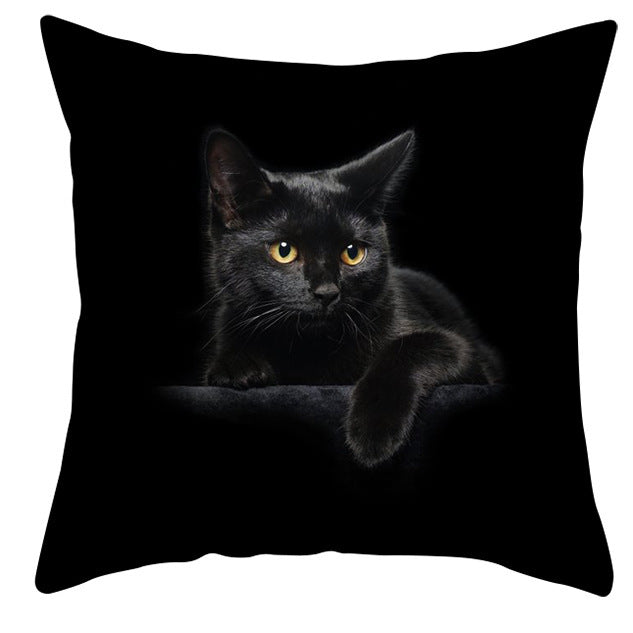 Animal Dog Cat Pillow Cover - Black and White