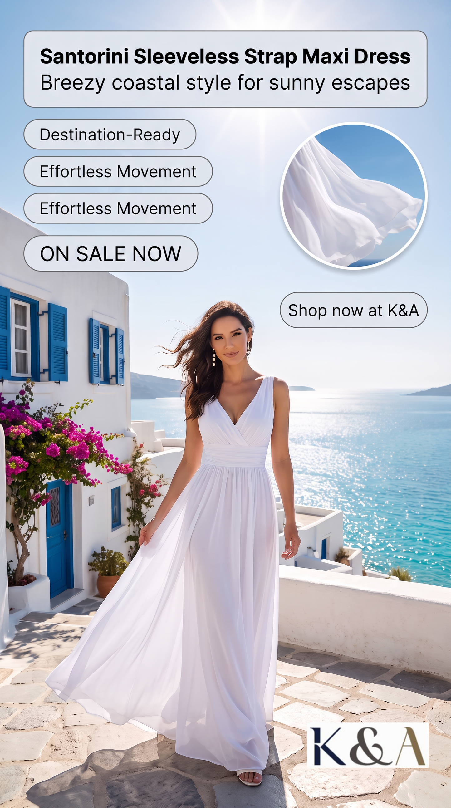 The Santorini Sleeveless Strap Maxi Dress