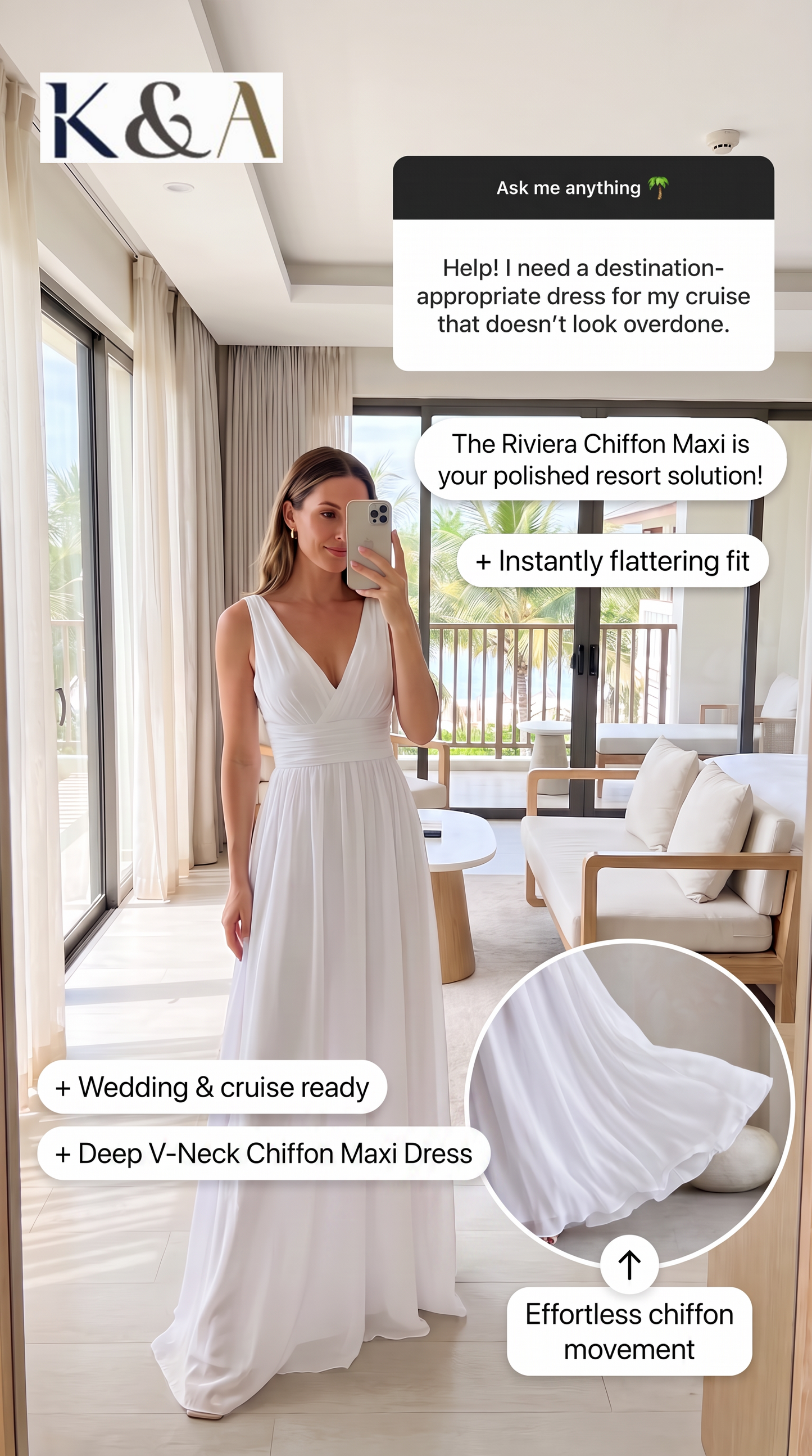 The Riviera Deep V-Neck Chiffon Maxi Dress