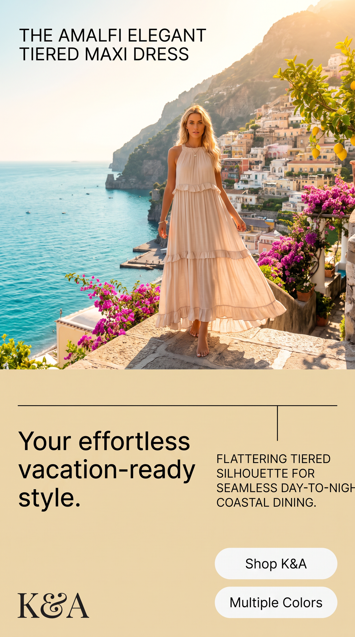 The Amalfi Elegant Tiered Maxi Dress