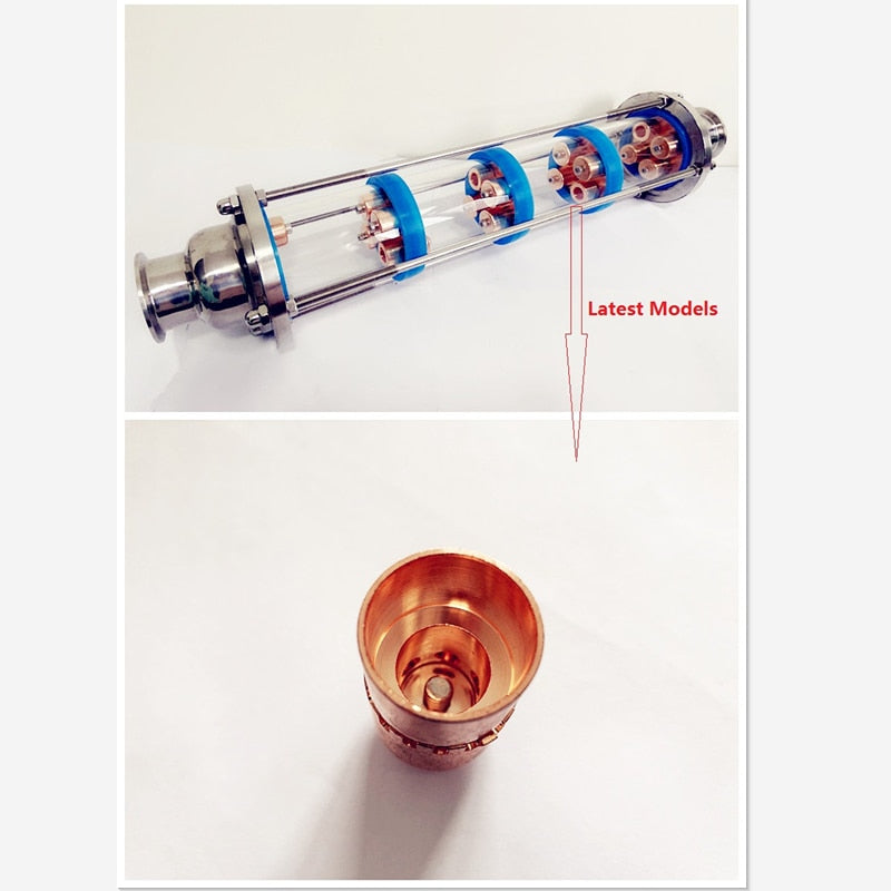 New Type 3" Distillation Lens Column With 5pcs Copper Bubble Plate Sets,Tri-Clamp Sight Glass Union Stainless Steel 304