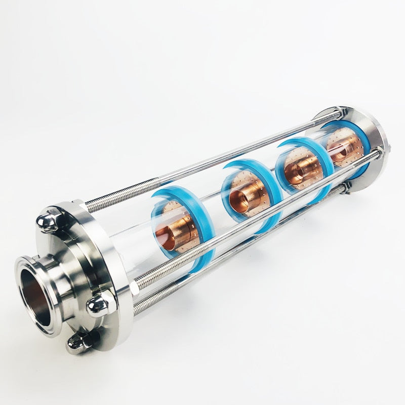 5 Floors 2" Distillation Lens Column With Copper Bubble Platte Sets,Tri-Clamp Sight Glass Union, Stainless Steel 304