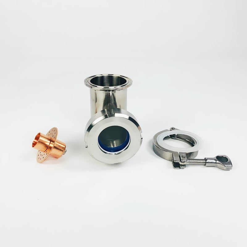 2" 51mm OD64mm Sight Glass Union Tri-Clamp Tee With Copper Bubble Set * 6pcs,Distillation Lens Column Suit For HomeBrew, SS304