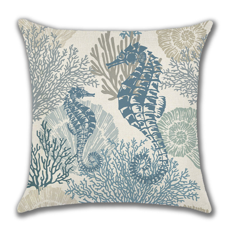 Ocean Style Linen Pillow Cover