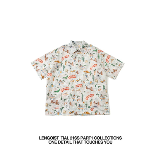 Lengoist Retro Trendy Short-Sleeved Cartoon