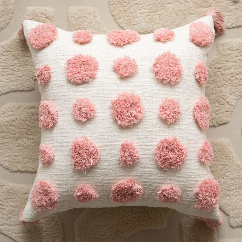 Modern Polka Dot Tassel Pillow Cover