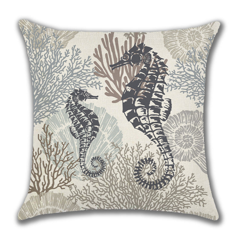 Ocean Style Linen Pillow Cover