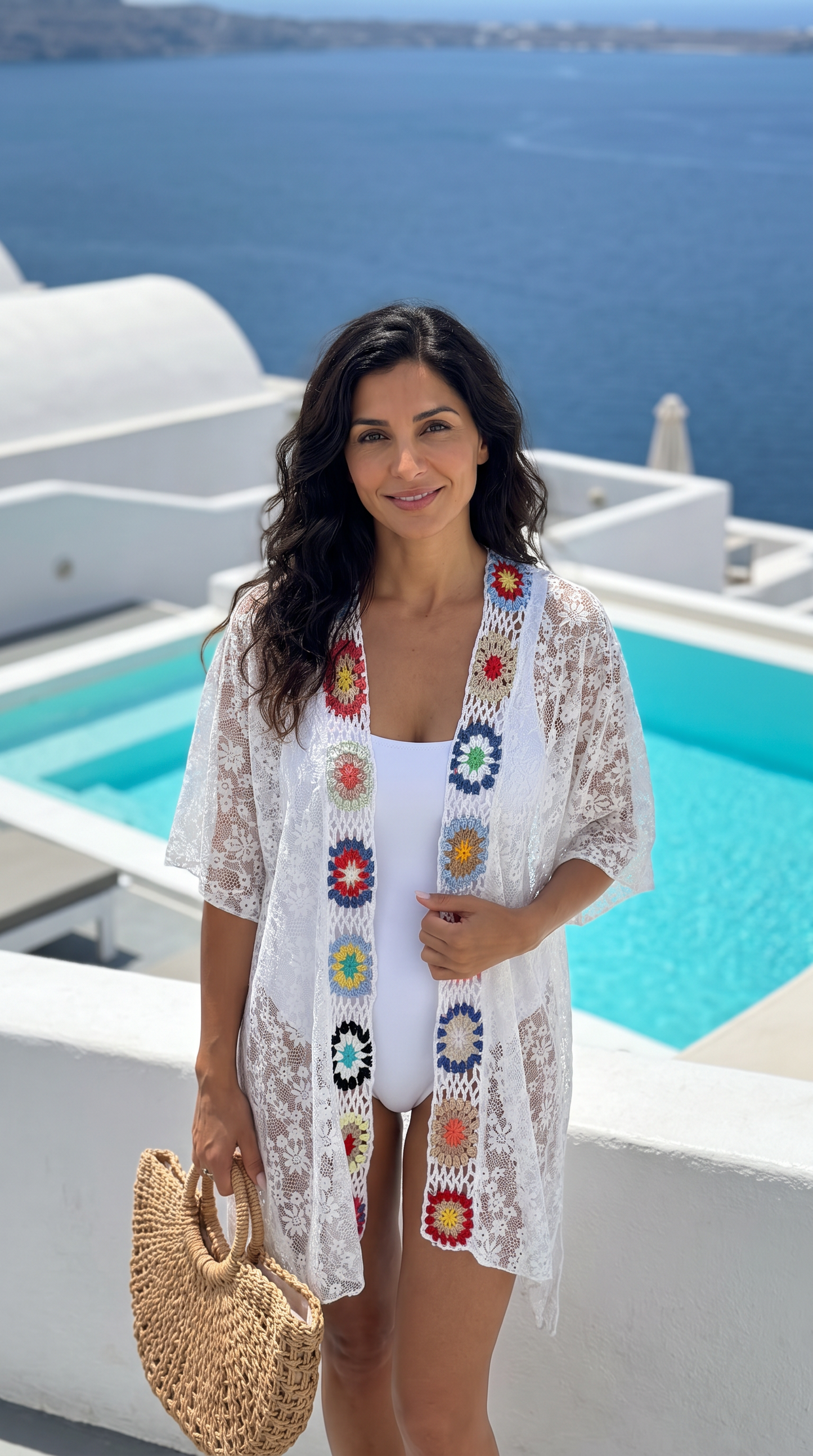 The Santorini Crochet Open-Front Cover-Up