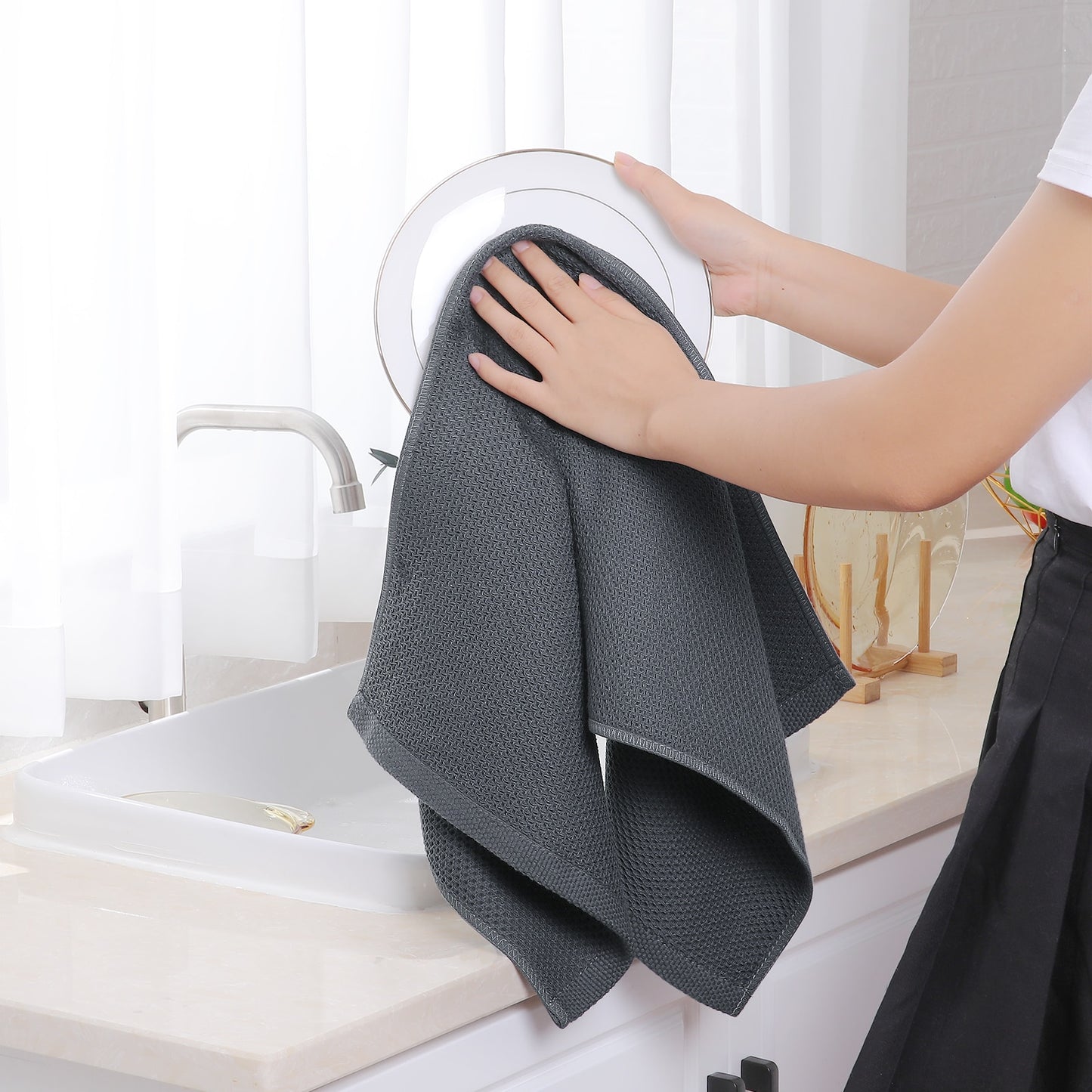 Cotton Kitchen Towel Ultra Soft Magic Cleaning Cloth Absorbent Cleaning Rags Thickened Wipe Cloths Dishcloth