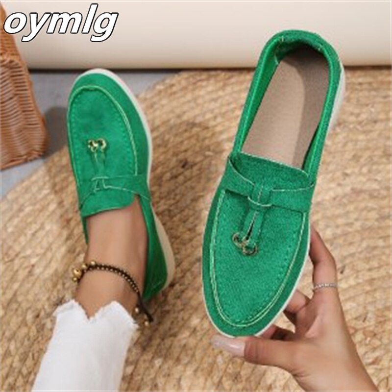 2023 Autumn New Lefu Shoes Women's Soft Leather Retro Lazy Man Step on Thick Sole Flat Bottom Comfortable Single Shoe