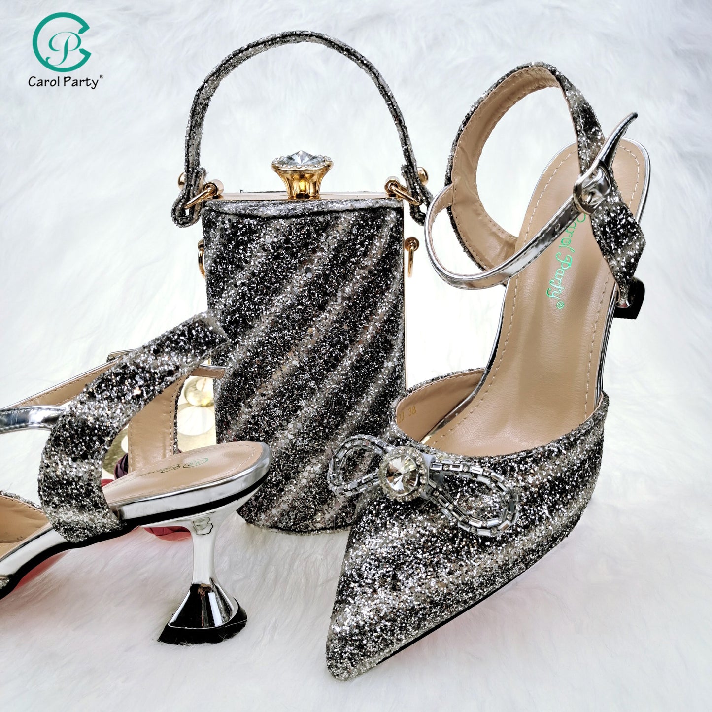 Elegant High Heels Flash and Diamond Butterfly Design