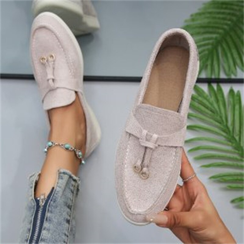 2023 Autumn New Lefu Shoes Women's Soft Leather Retro Lazy Man Step on Thick Sole Flat Bottom Comfortable Single Shoe