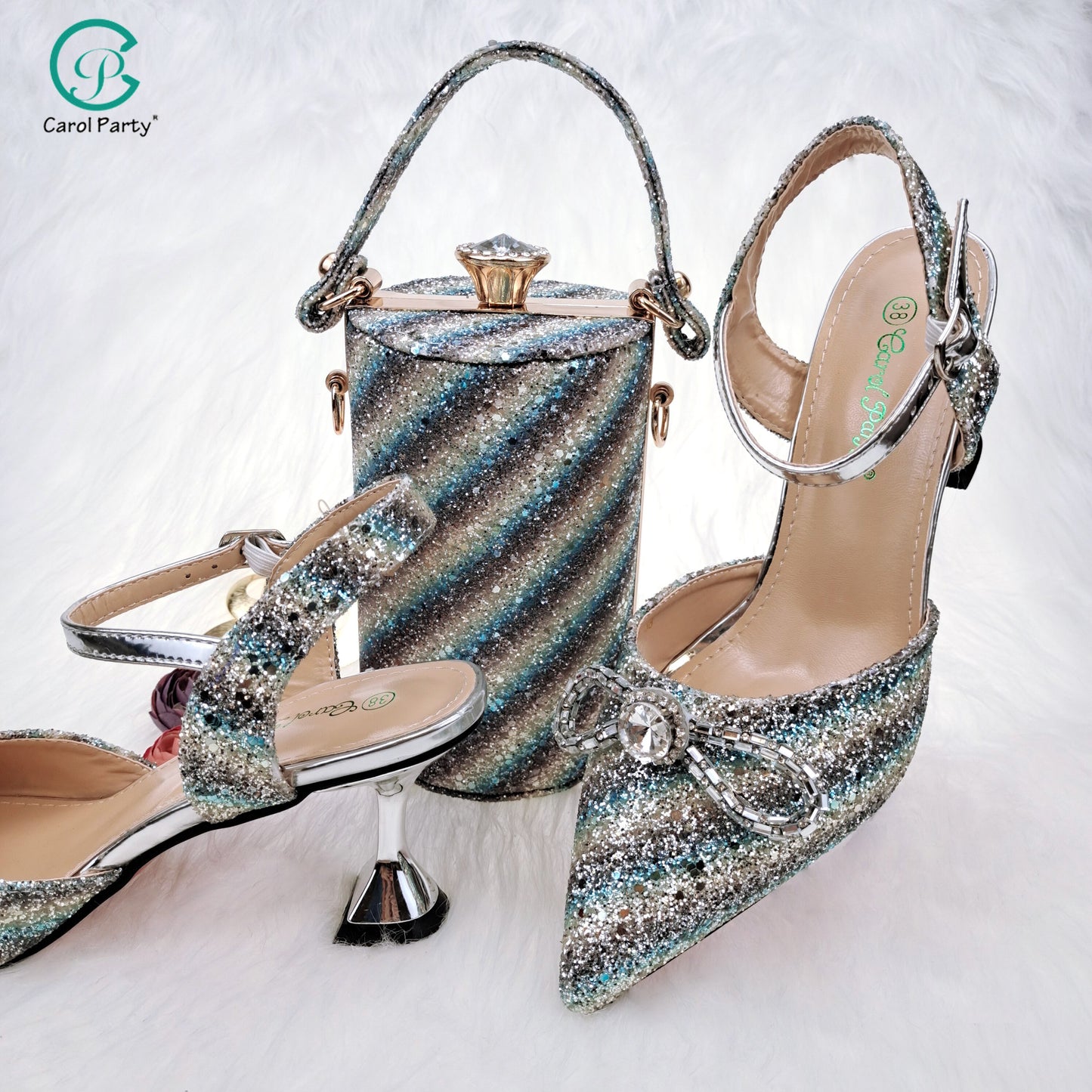 Elegant High Heels Flash and Diamond Butterfly Design