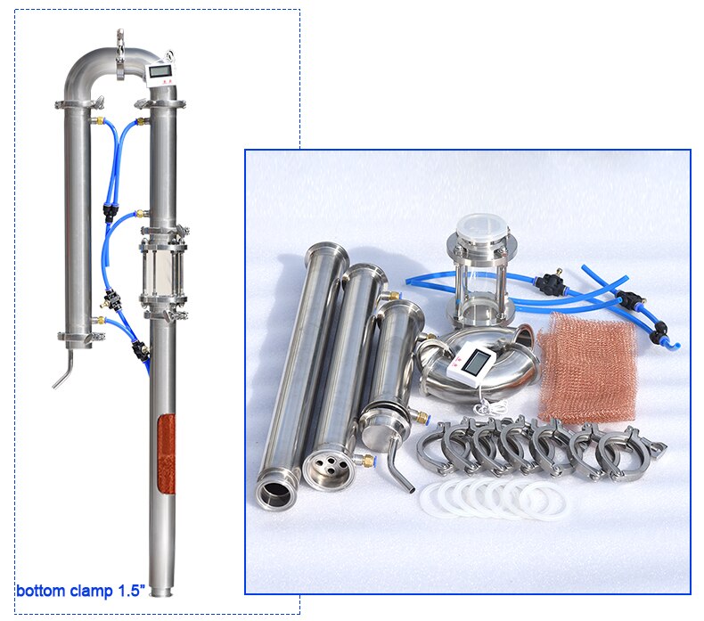 Tubular Distillation Column 2" Distilled Equipment with Copper Net Alcohol Production Home Brewed Brandy Vodka Whisky Distilling