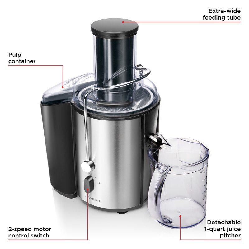 Chefman 2-Speed Electric Juicer, 700W, Stainless Steel Blades