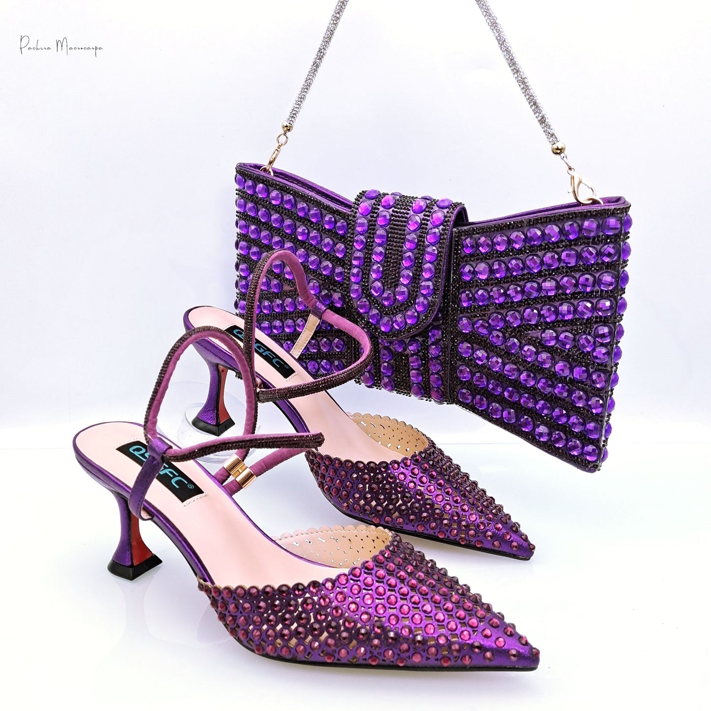 High Heel Shoe Bag Set Butterfly Jewel Design