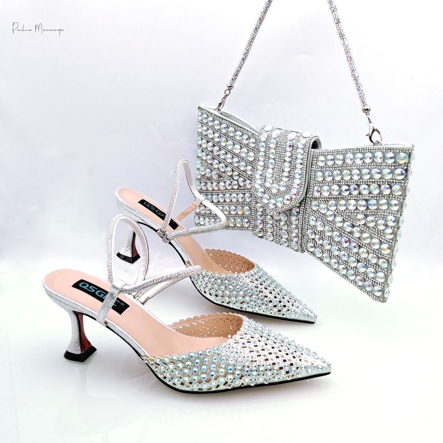 High Heel Shoe Bag Set Butterfly Jewel Design