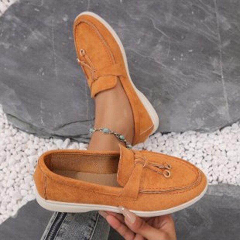 2023 Autumn New Lefu Shoes Women's Soft Leather Retro Lazy Man Step on Thick Sole Flat Bottom Comfortable Single Shoe