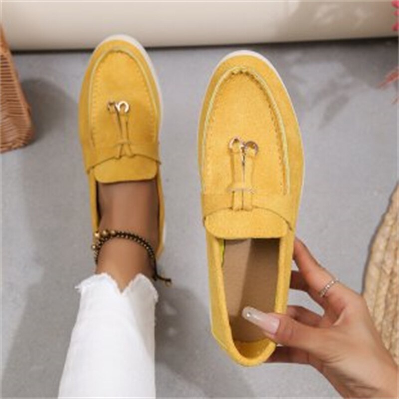 2023 Autumn New Lefu Shoes Women's Soft Leather Retro Lazy Man Step on Thick Sole Flat Bottom Comfortable Single Shoe