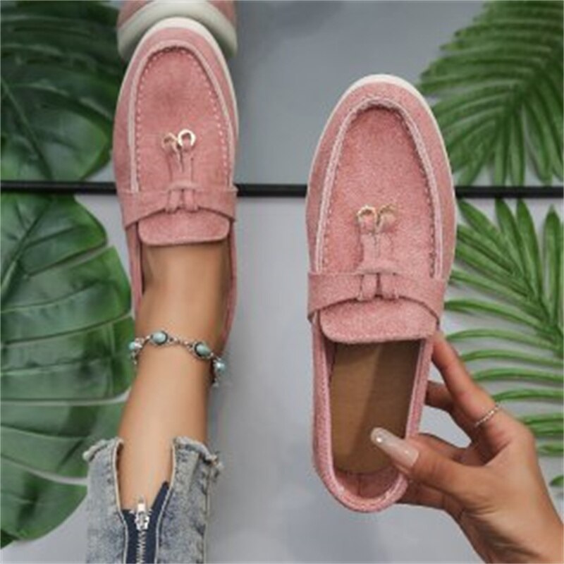 2023 Autumn New Lefu Shoes Women's Soft Leather Retro Lazy Man Step on Thick Sole Flat Bottom Comfortable Single Shoe