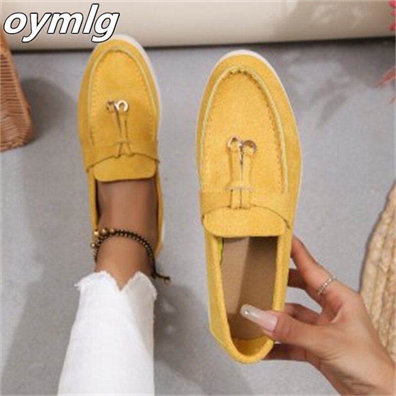 2023 Autumn New Lefu Shoes Women's Soft Leather Retro Lazy Man Step on Thick Sole Flat Bottom Comfortable Single Shoe