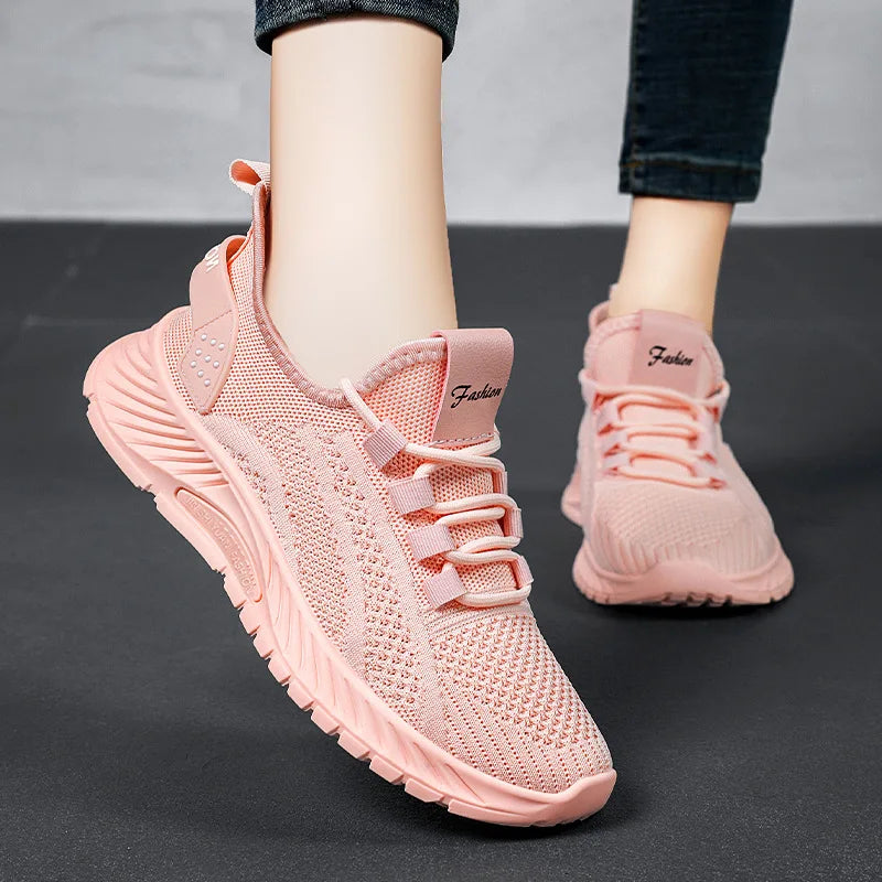 New Running Shoes Ladies Breathable Sneakers Summer Light Mesh Air Cushion Women's Sports Shoes Outdoor Lace Up Training Shoes