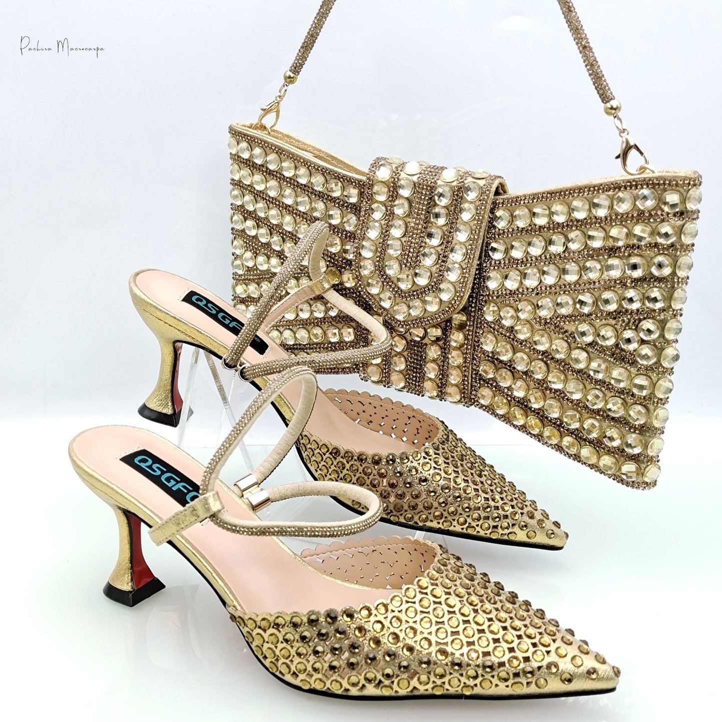 High Heel Shoe Bag Set Butterfly Jewel Design