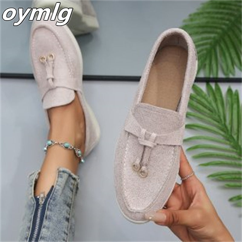 2023 Autumn New Lefu Shoes Women's Soft Leather Retro Lazy Man Step on Thick Sole Flat Bottom Comfortable Single Shoe