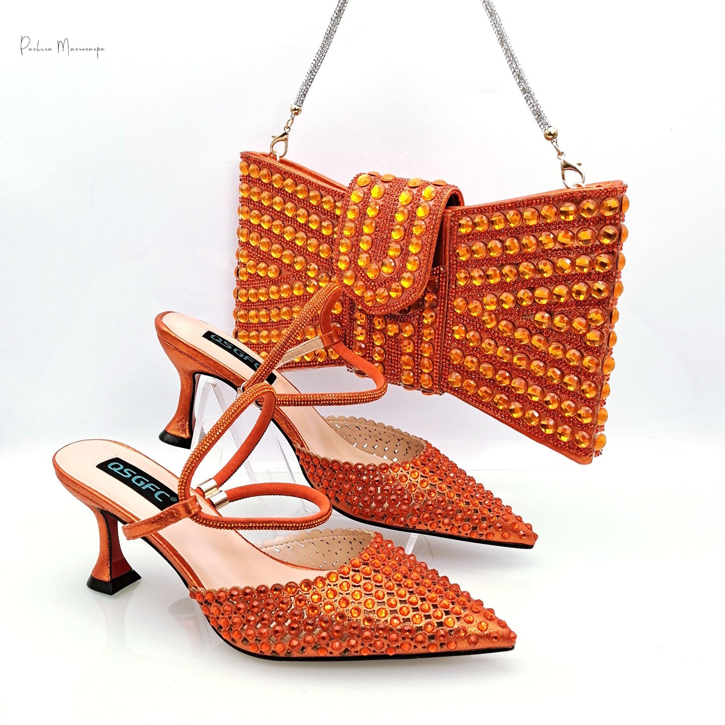 High Heel Shoe Bag Set Butterfly Jewel Design