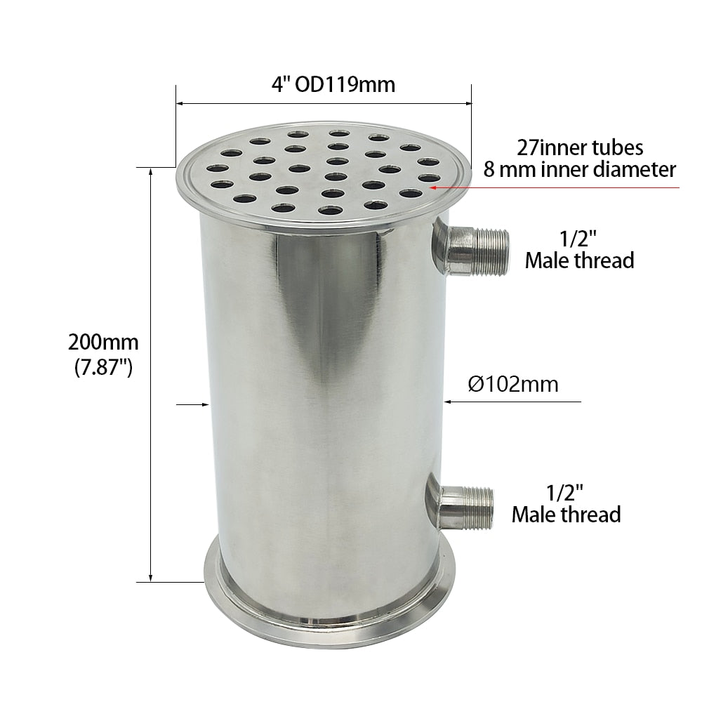 4 Inches Condenser, Distiller, Dephlegmator, 304 Stainless Steel, Used For Moonshine Alcohol Distillation Column Reflux