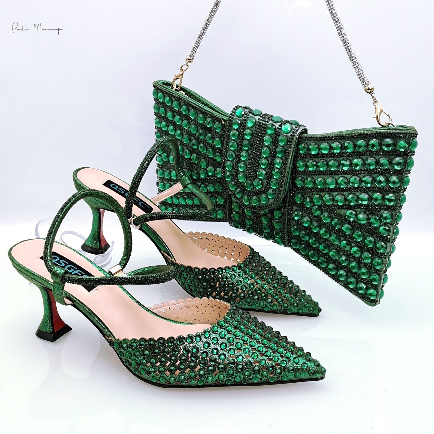 High Heel Shoe Bag Set Butterfly Jewel Design