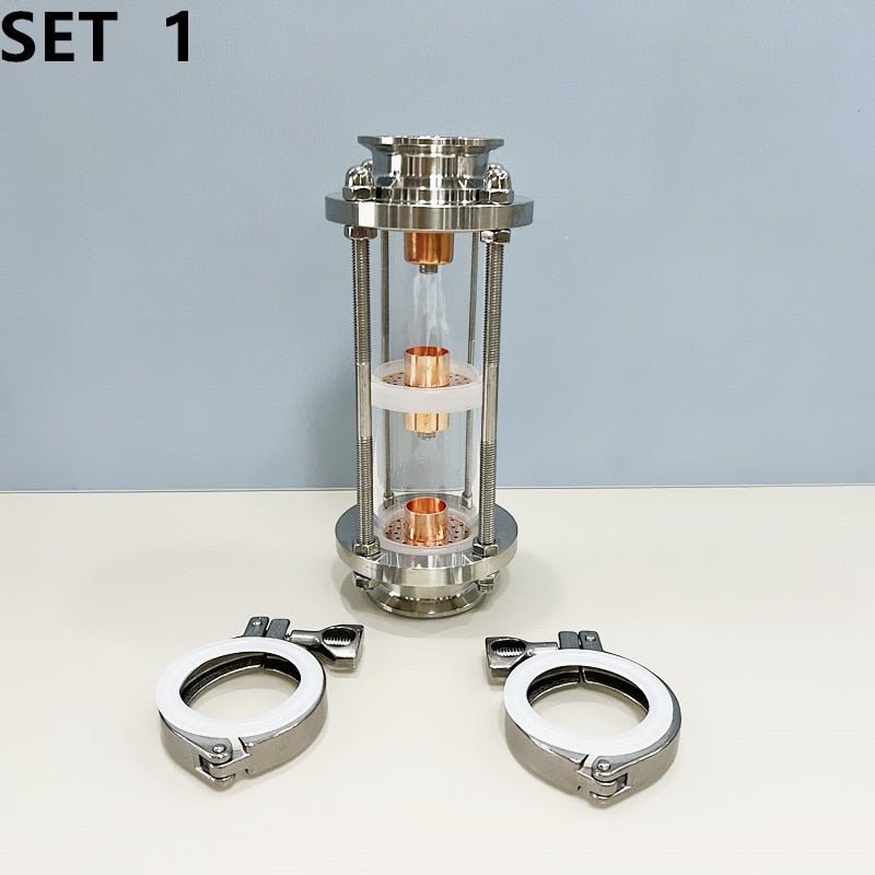 3 Floors 2" Distillation Lens Column With Copper Bubble Platte Sets,Tri-Clamp Sight Glass Union For Homebrew,Stainless Steel 304