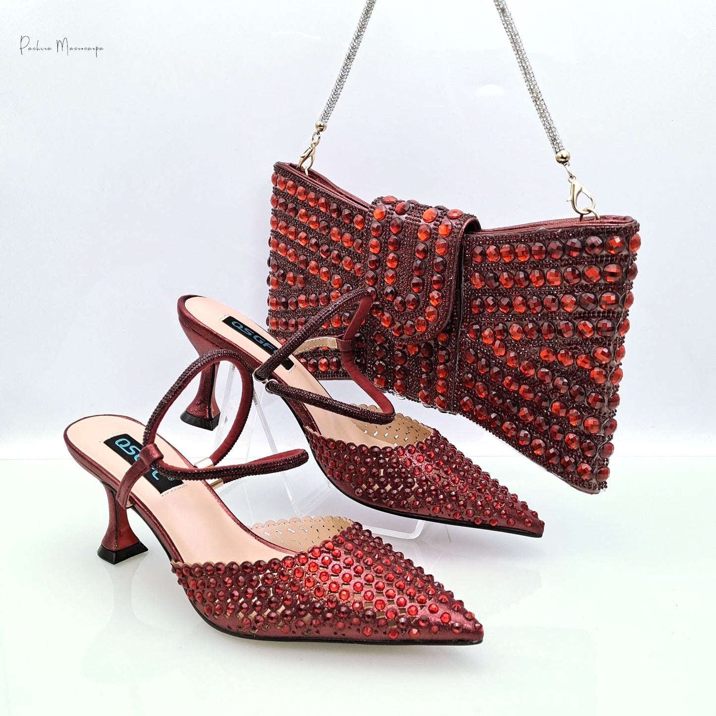 High Heel Shoe Bag Set Butterfly Jewel Design