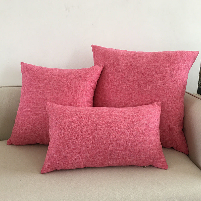 Solid Color Cotton and Linen Throw Pillow Cover