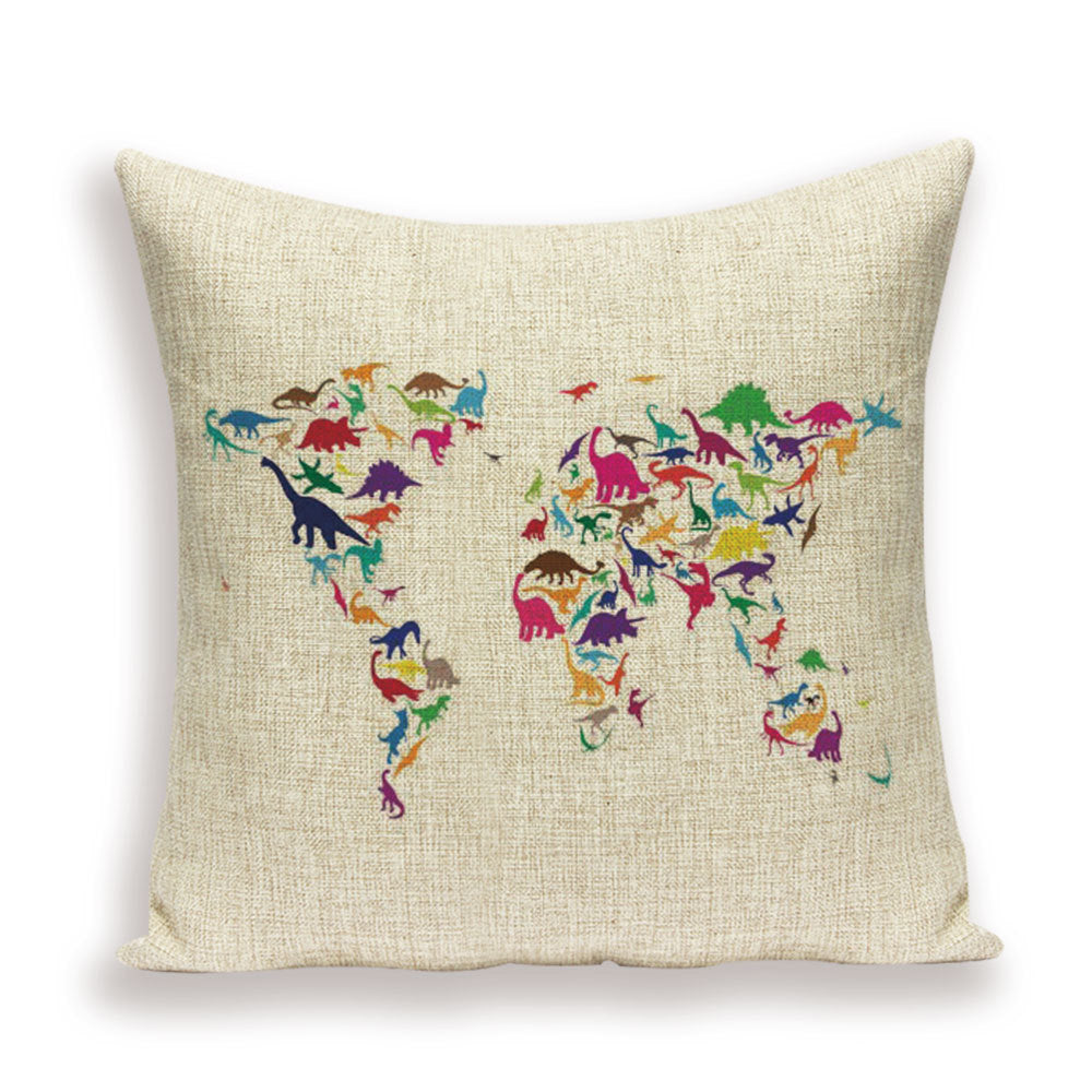 Retro Toss Pillowcase - World Map