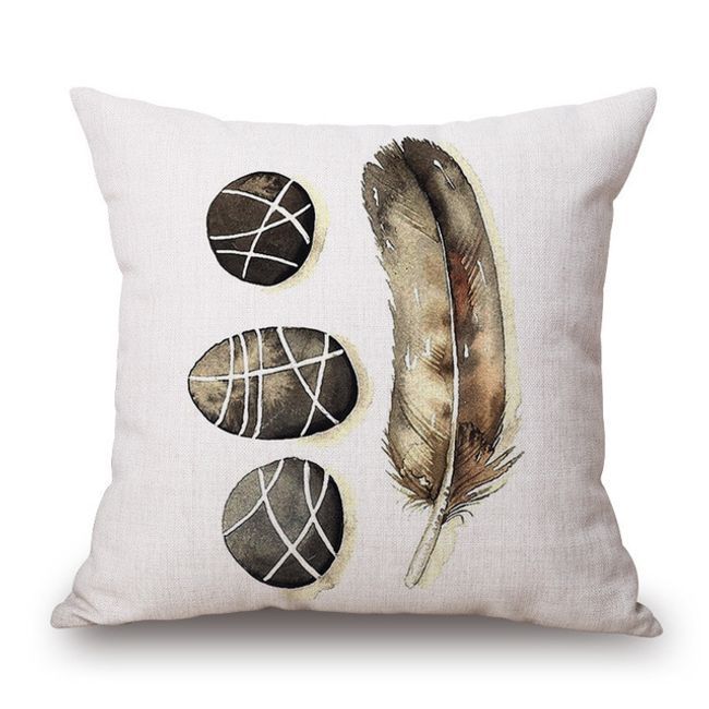 Feather & Stone Artistic Linen Cotton Linen Printing Pillow Cover