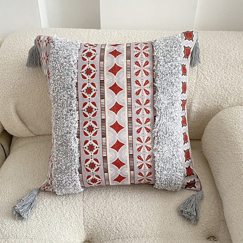 Knitted Fringe Pillow Cover