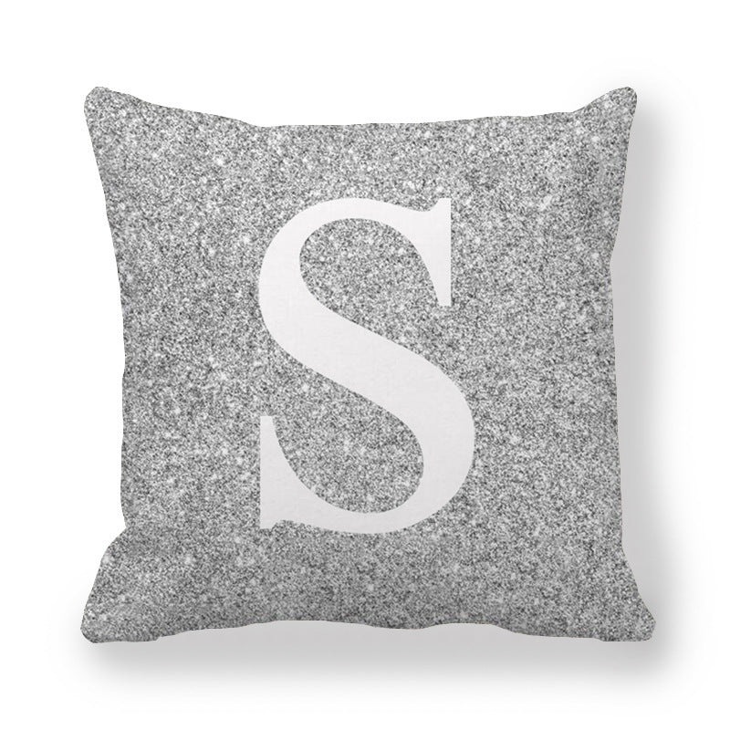 Fashion Gray Shading 26 English Letters Encrypted Peach Skin Fabric Pillow Cover