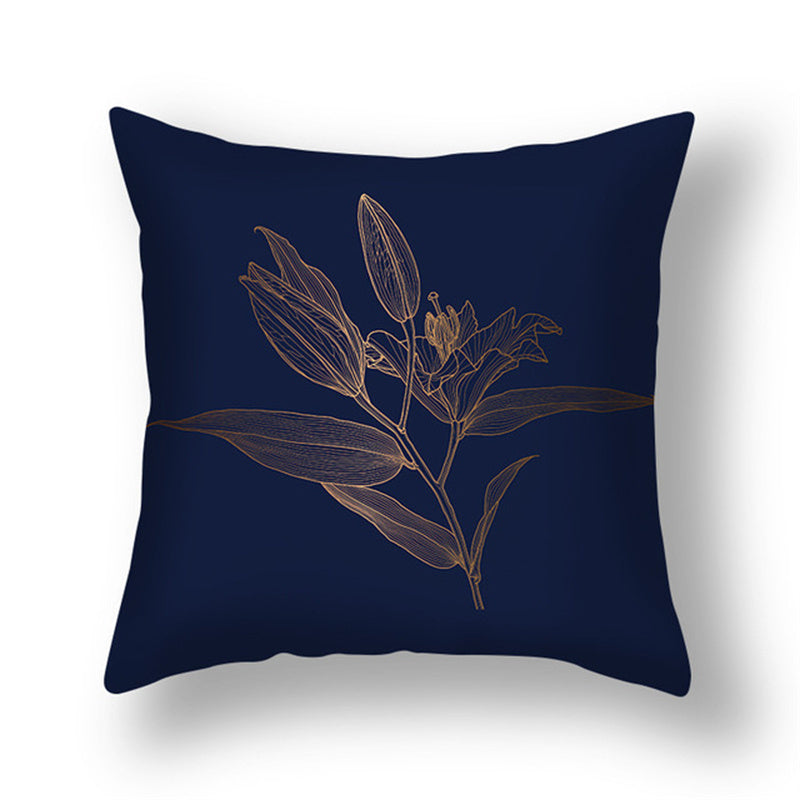 Green Gold Ginkgo Leaf Printed Pillow Cover