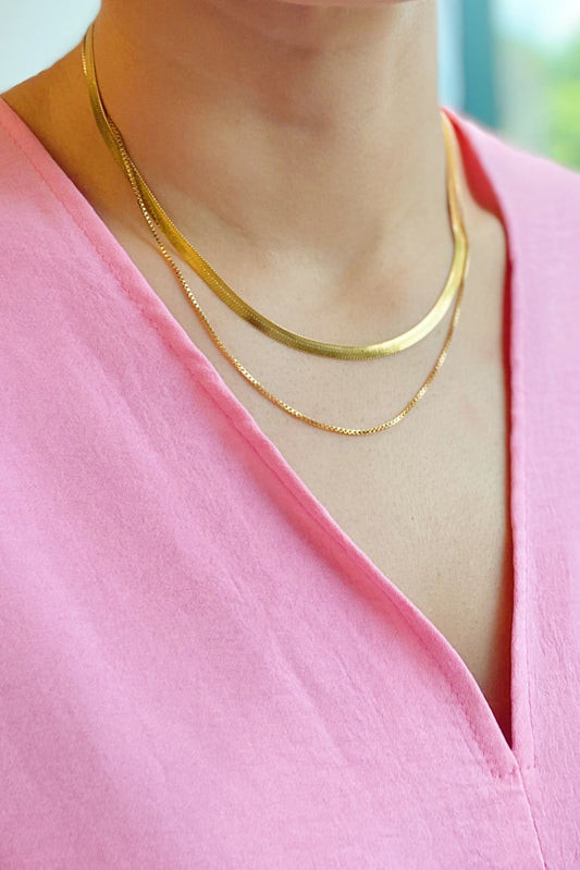 The Riviera Layered Herringbone Necklace