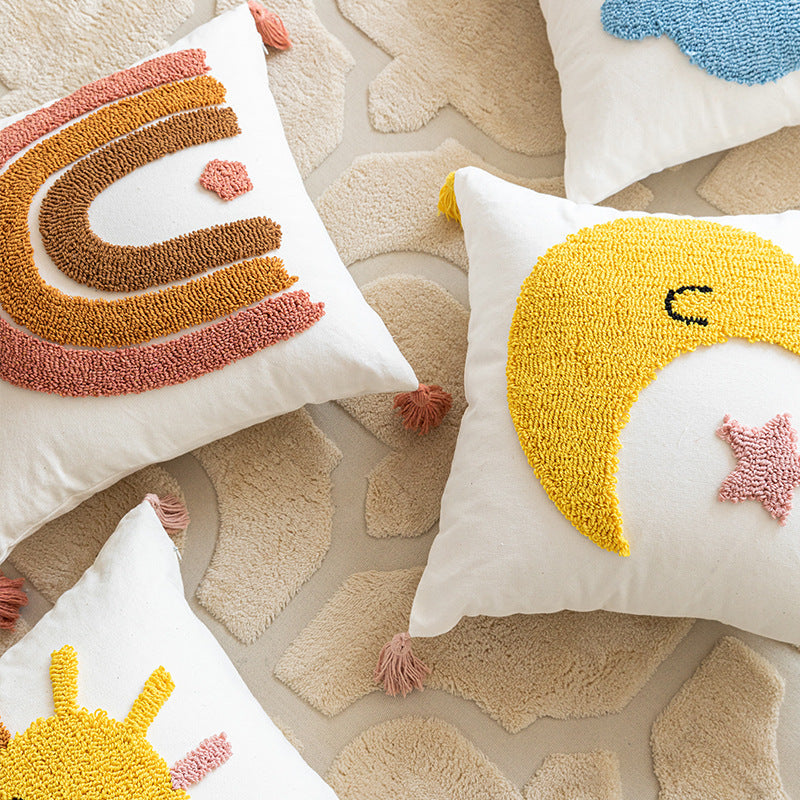 Bright and Cheerful! Loop Pillow Cover Tufted