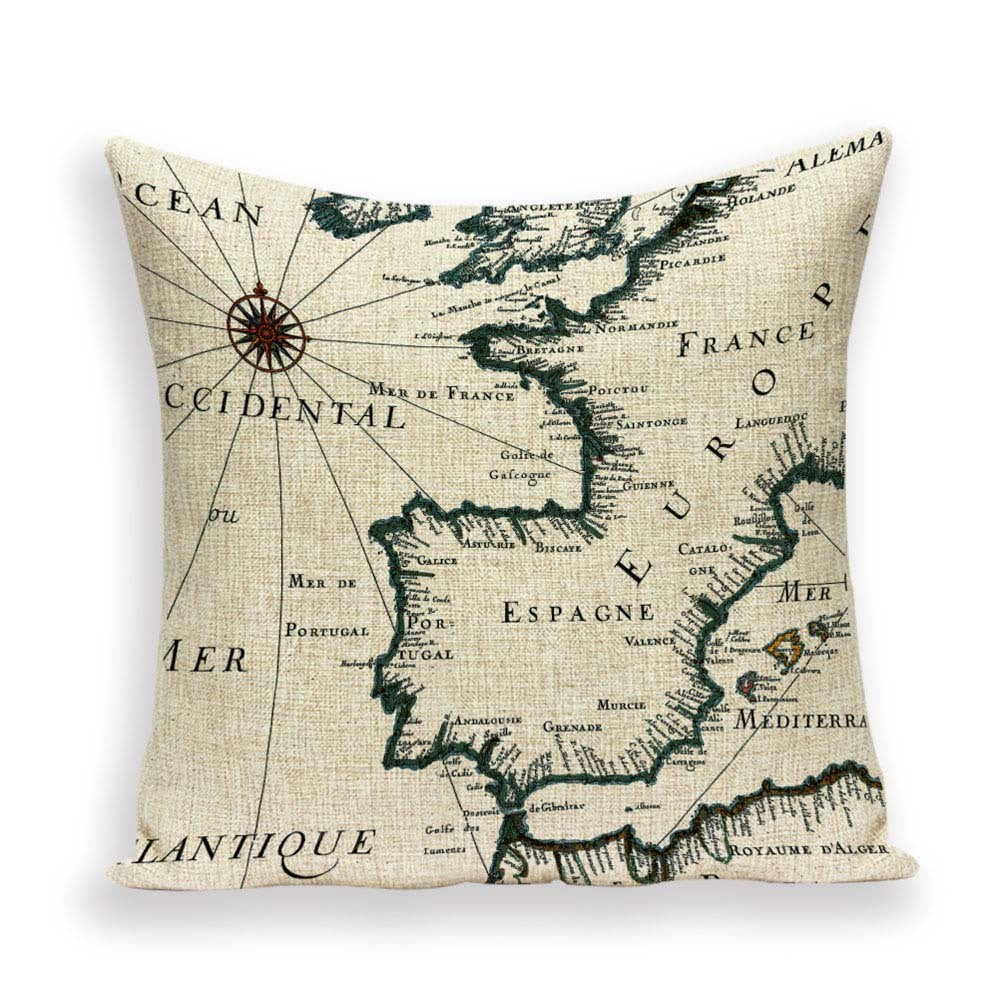 Retro Toss Pillowcase - World Map